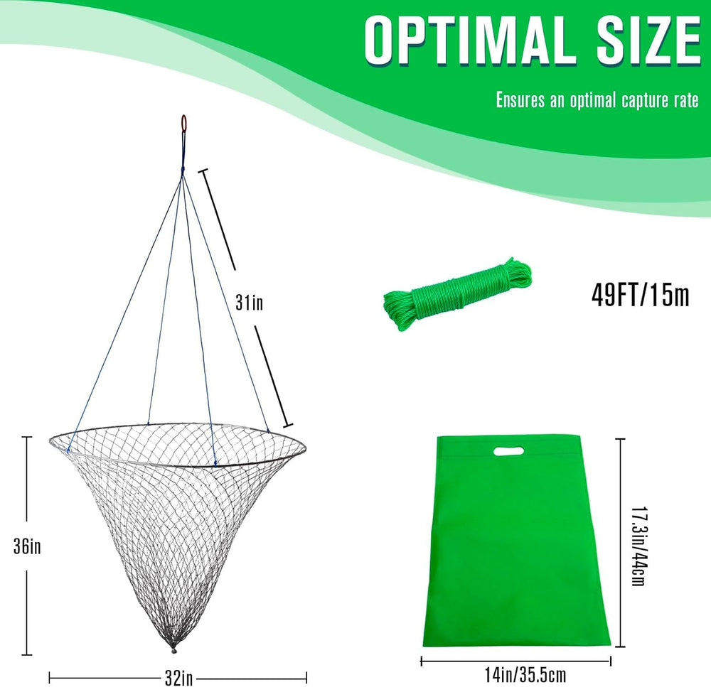 Versatile pier fishing net suitable for fish, crab, lobster, and more