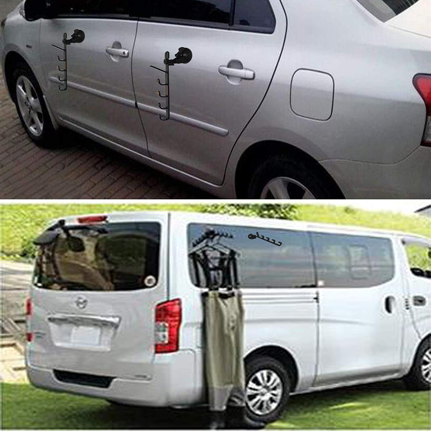 Versatile uses of fishing rod rack on car, window, wall