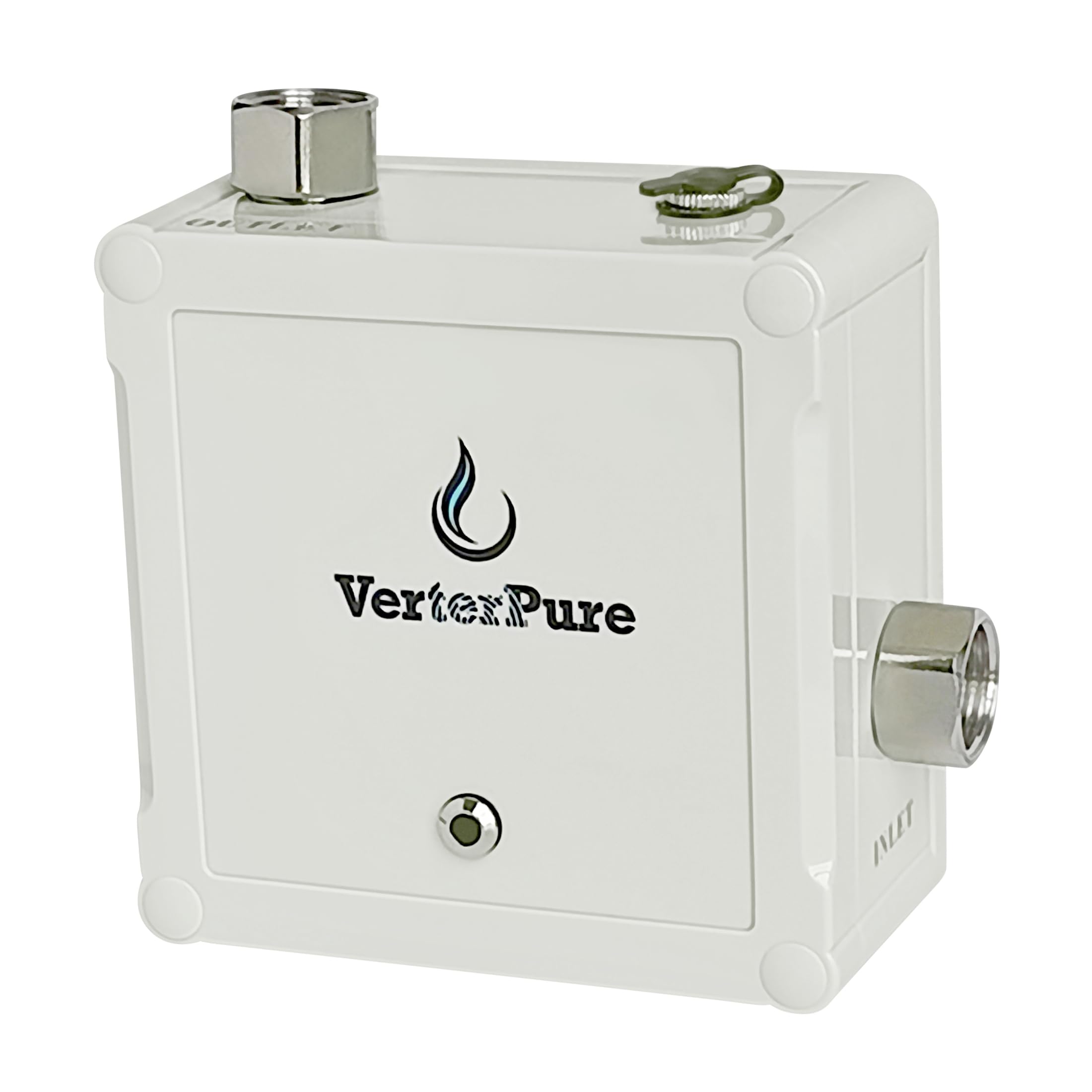 VerterPure VP6 Mini front view showing compact RV-ready inline purifier.