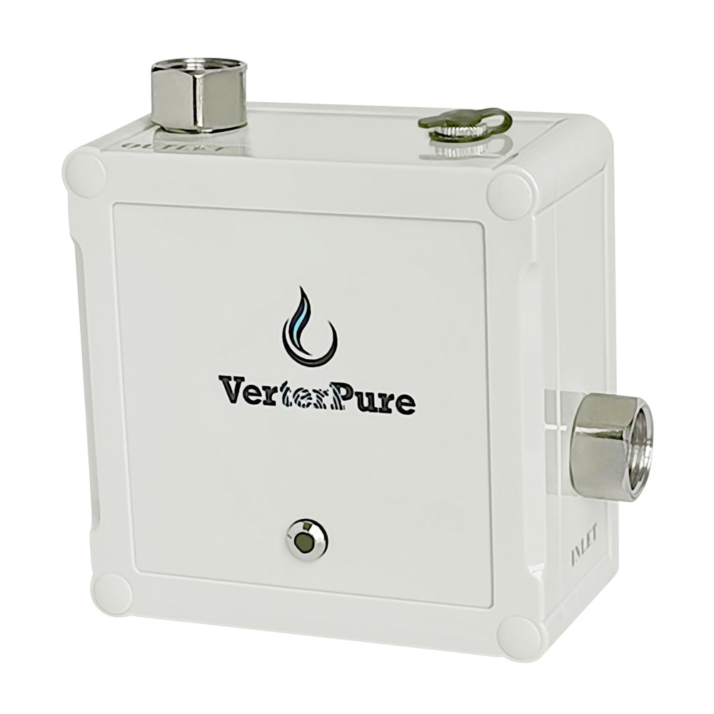 VerterPure VP6 Mini front view showing compact RV-ready inline purifier.