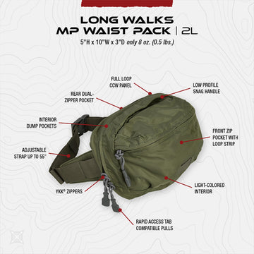 Vertx Long Walks waist pack backpack-attachment, versatile wear for hikers.