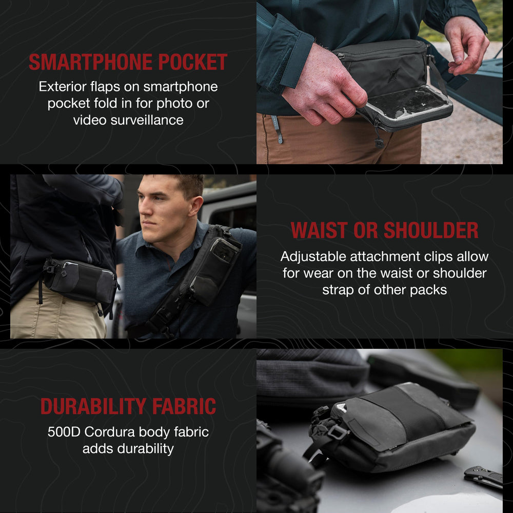 Vertx SOCP Sling hidden pocket reveal for covert essentials on the move