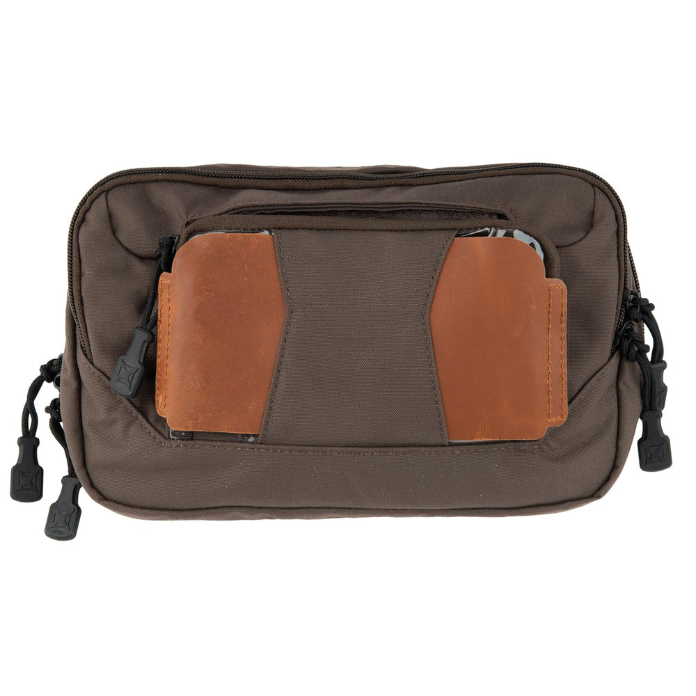 Vertx SOCP tactical fanny pack cedar brown front view with ample storage for daily carry