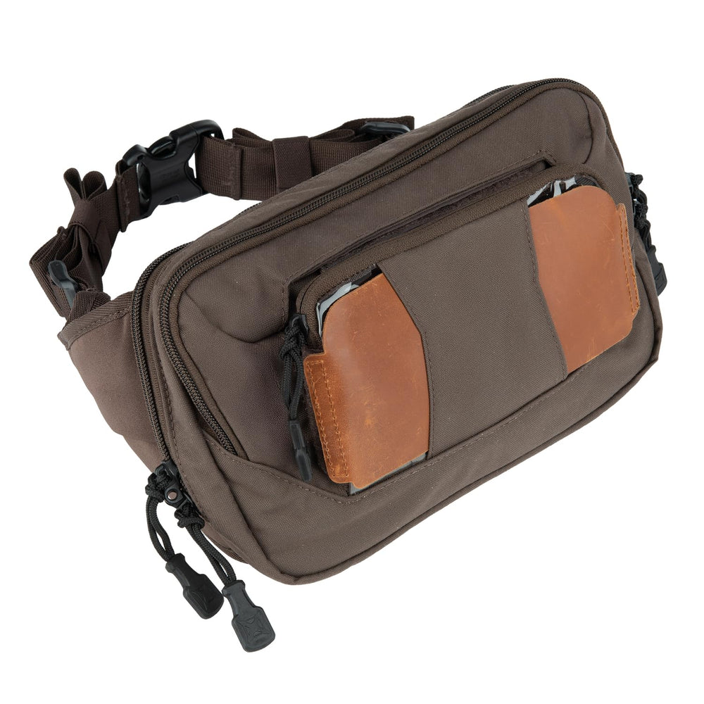 Vertx SOCP tactical fanny pack cedar brown main compartments organized for quick access