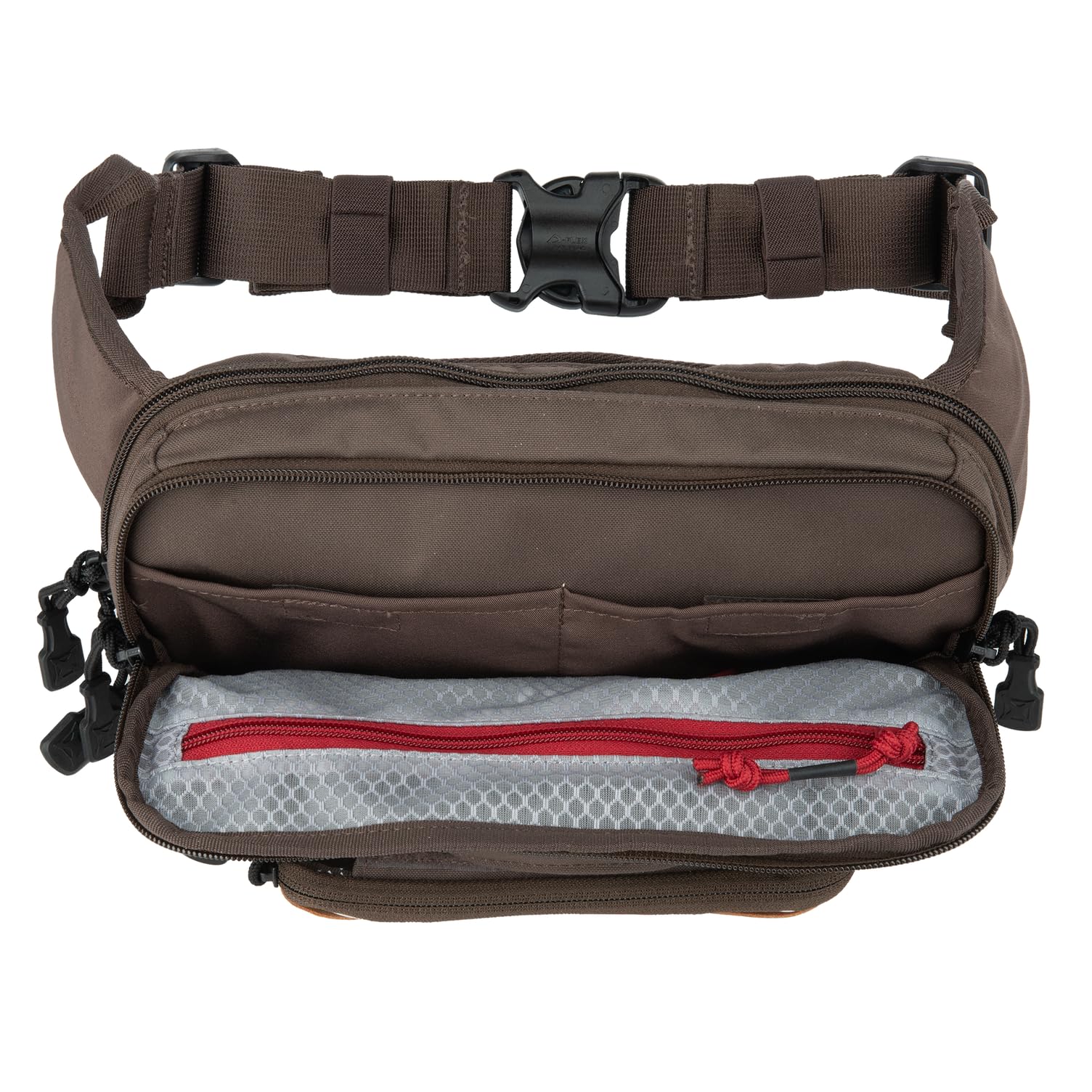 Vertx SOCP tactical fanny pack cedar brown close-up of durable material