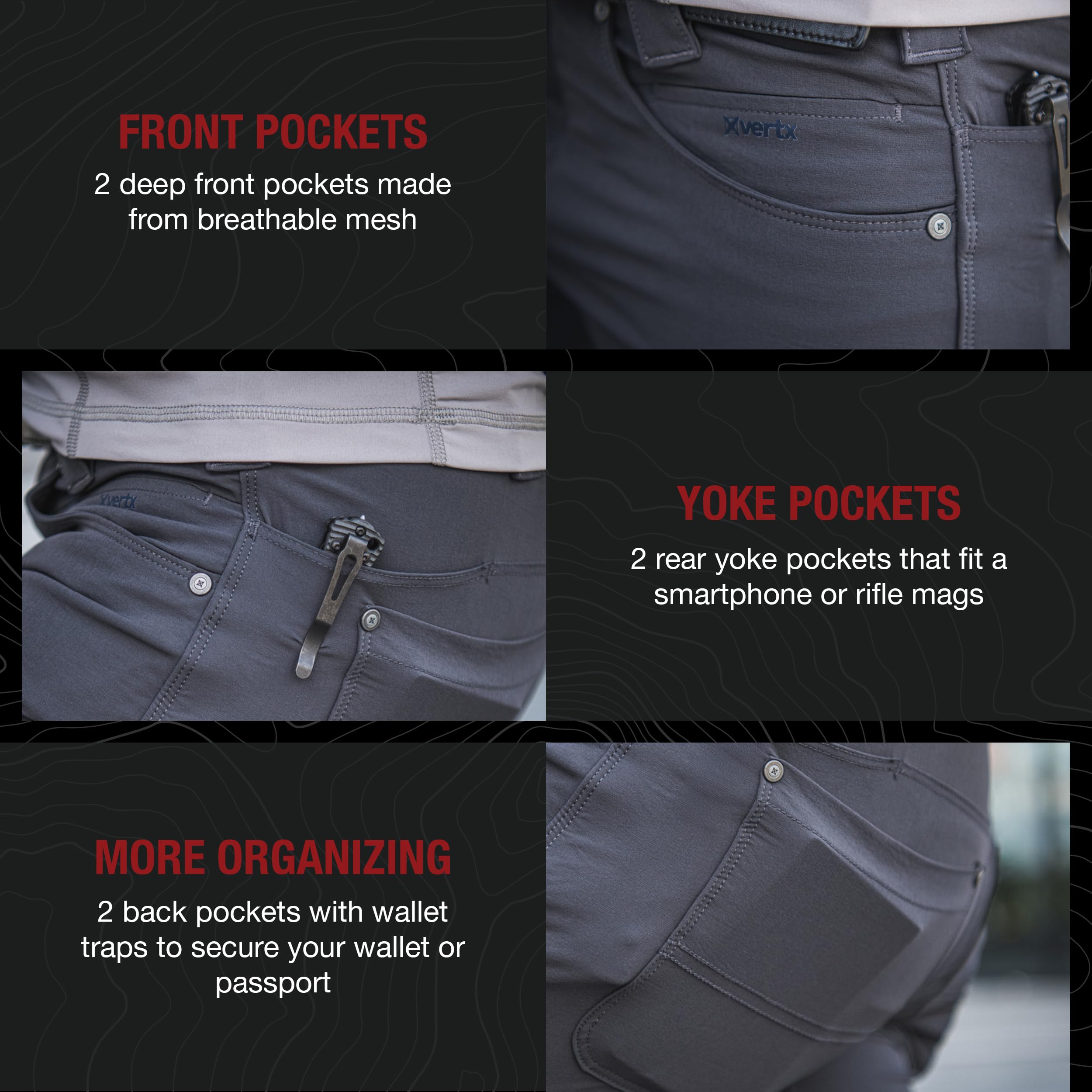 Vertx Trailslacker pants, knee articulation enables unrestricted trail movement