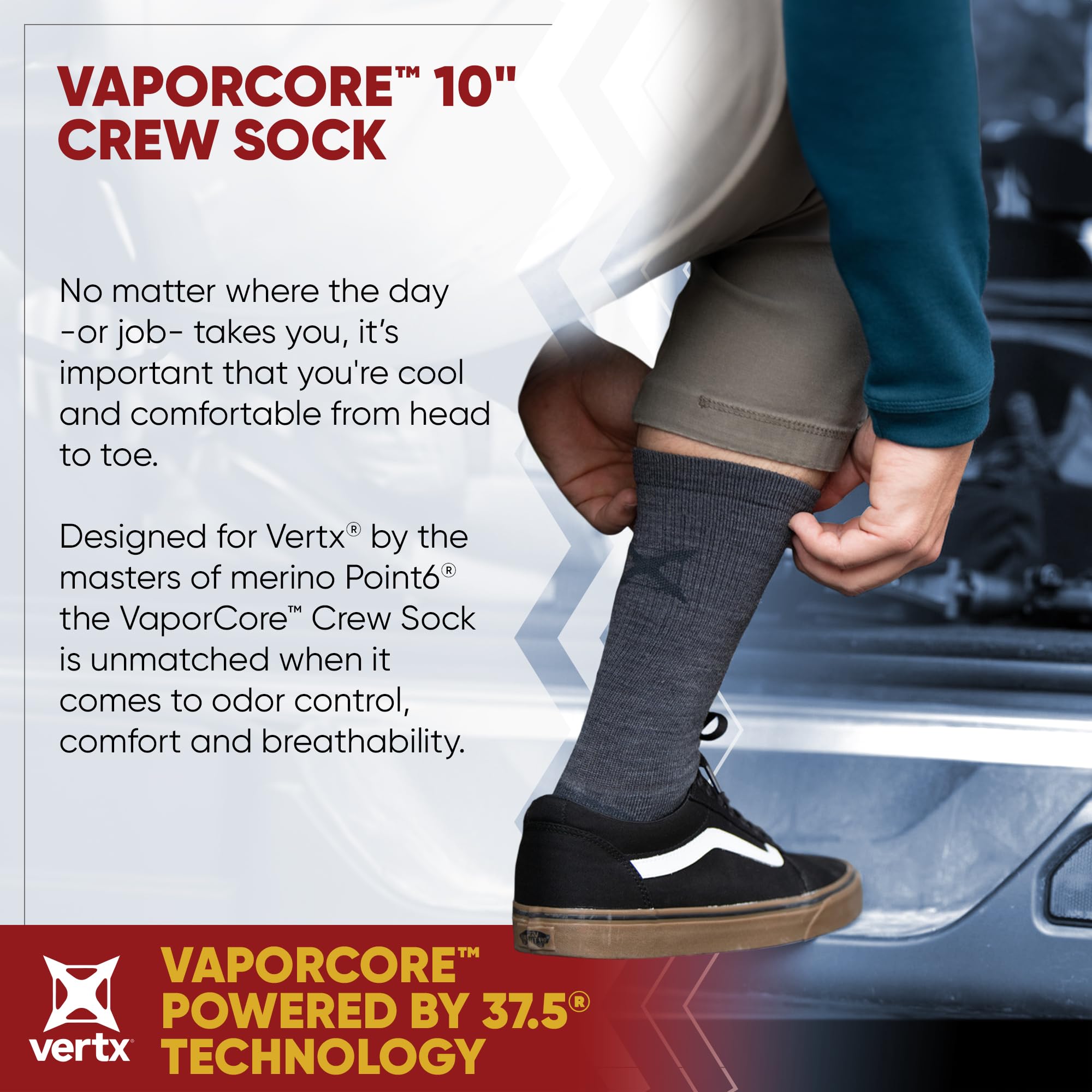 Vertx VaporCore breathable mesh top keeps feet cool