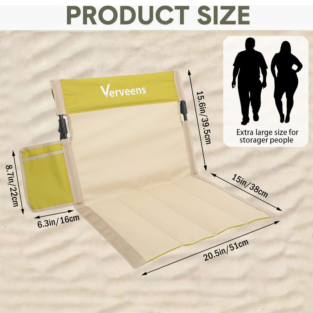 Verveens chair backrest provides comfortable support during camping and travel.