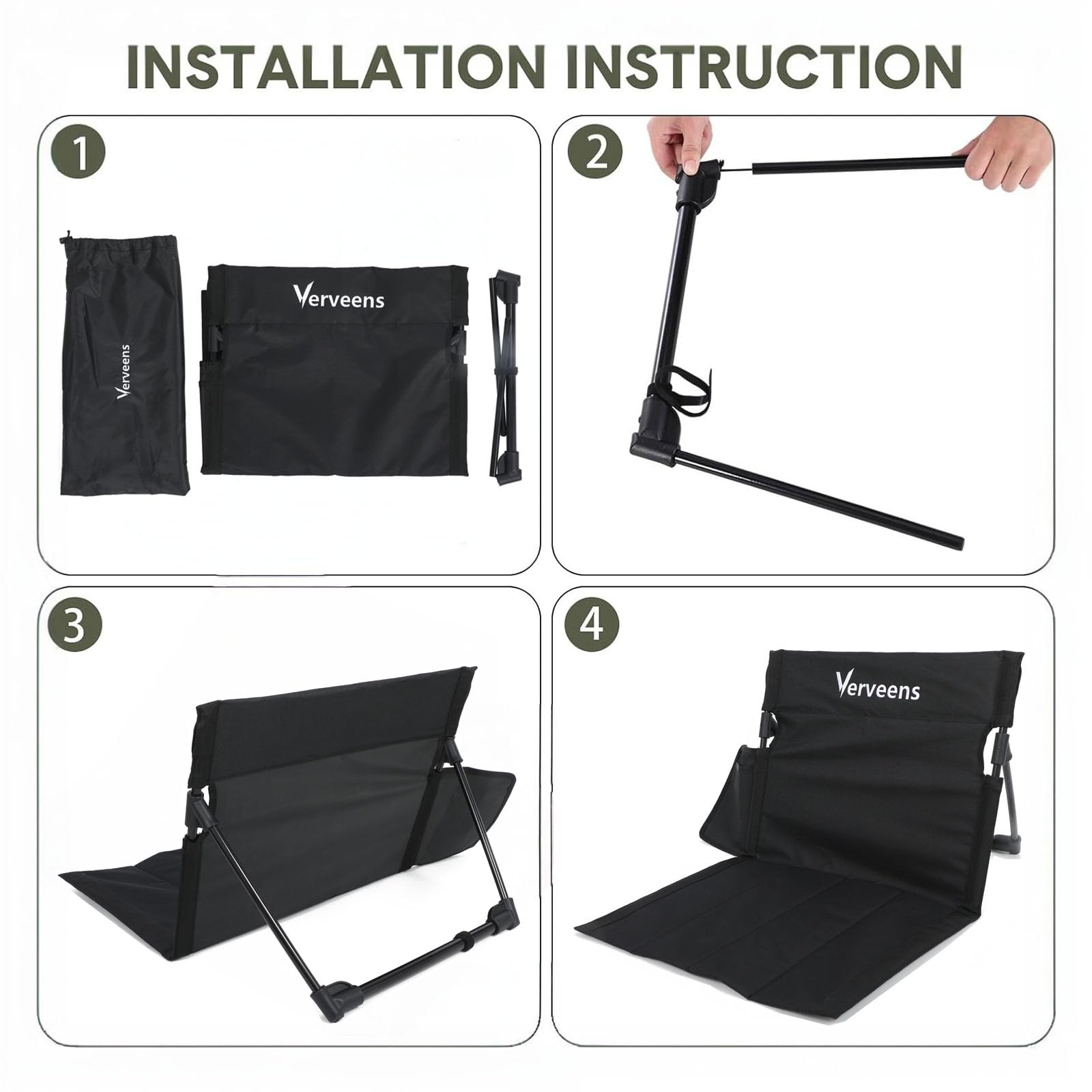 Verveens comfortable ground chair with backrest for relaxed seating at the beach or park.