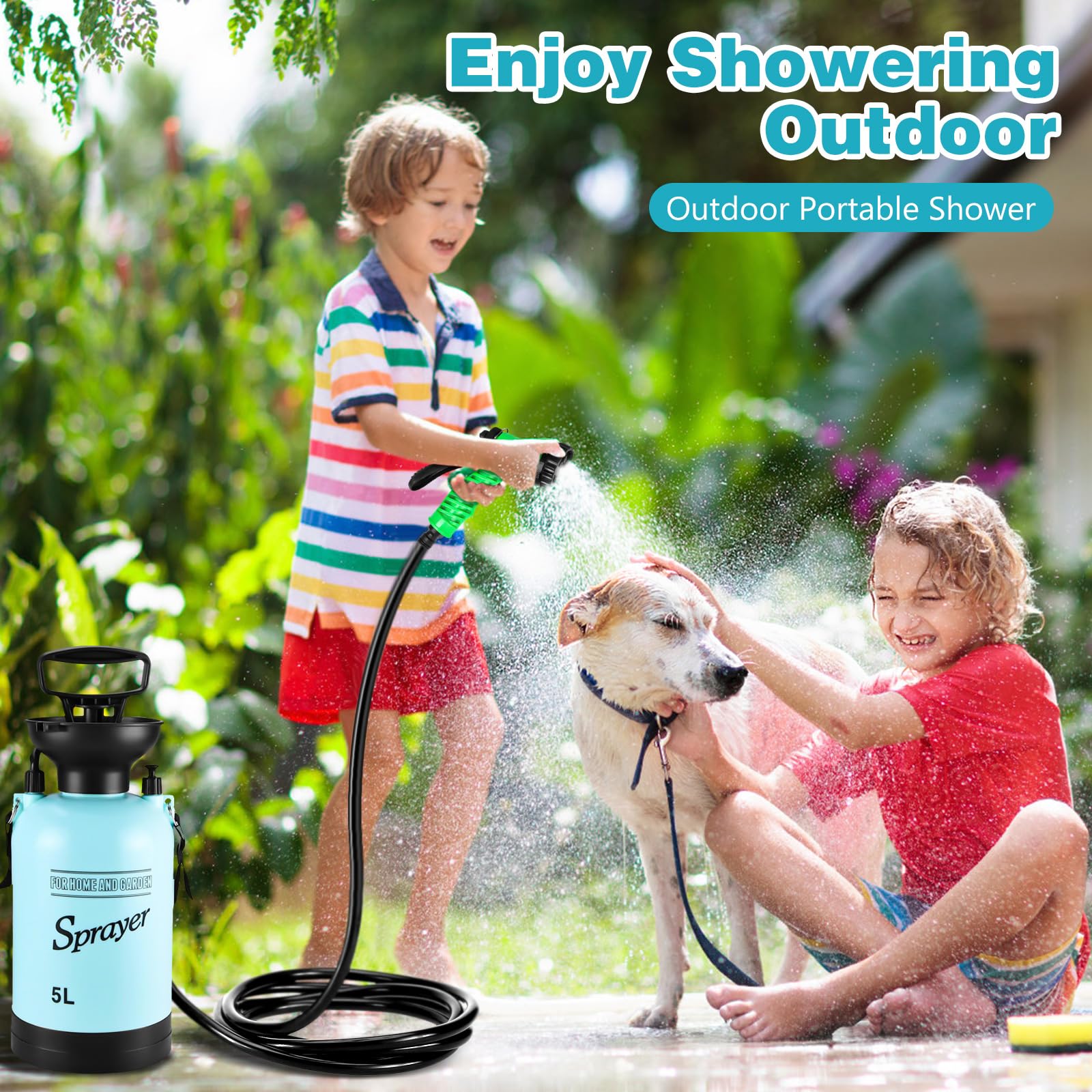 Vevitts portable shower 4ft hose demonstrates flexible reach for rinsing gear