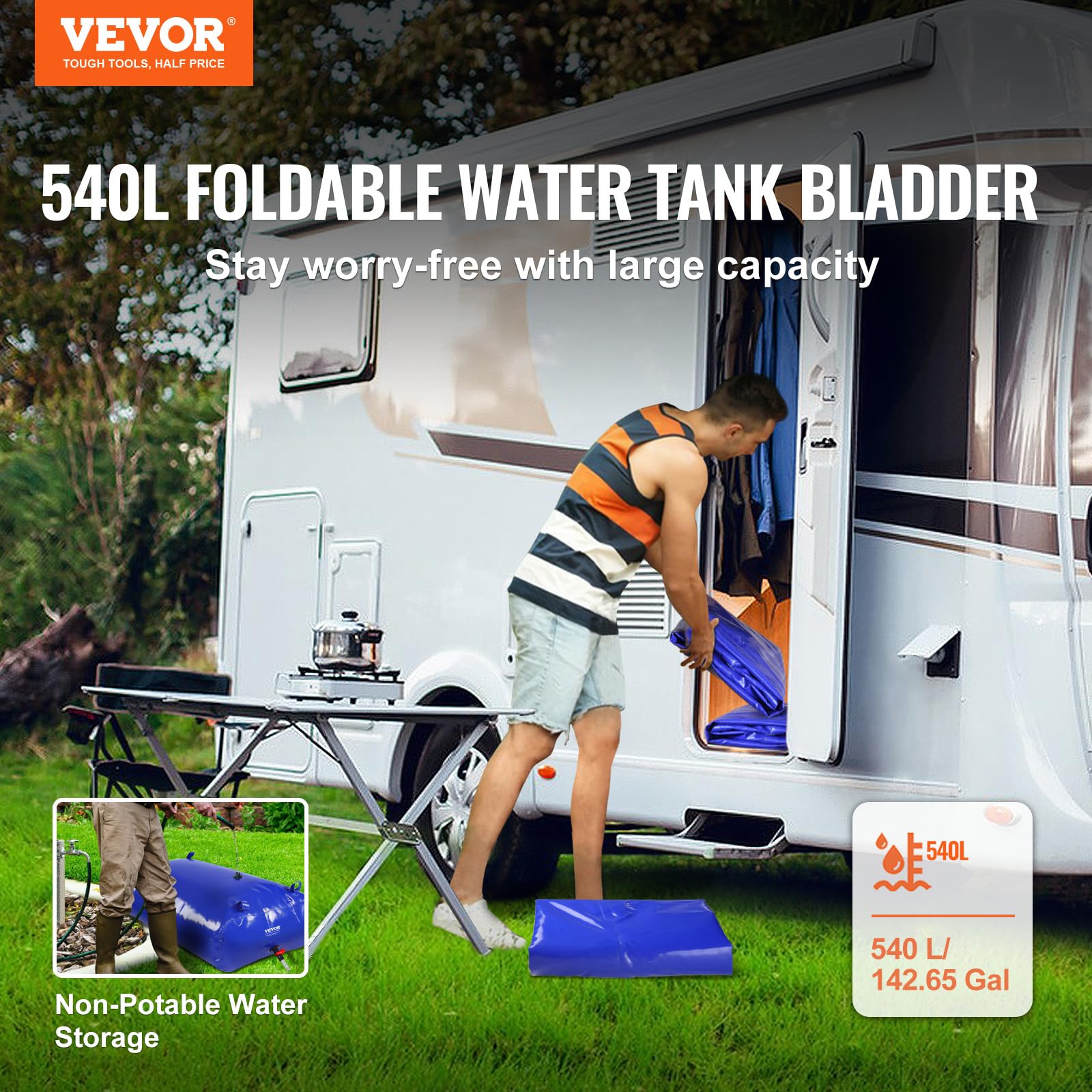 VEVOR 1000D PVC double-layer design enhances durability for long-term storage.