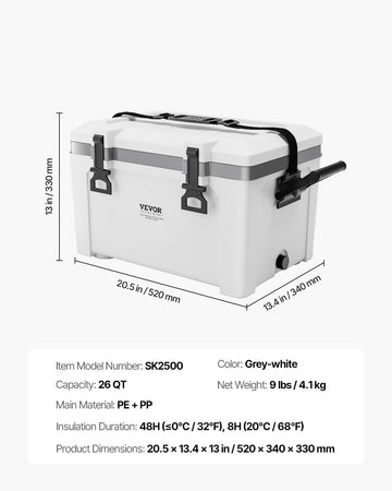 VEVOR 26QT cooler weight comparison shows lighter build