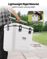 VEVOR 38QT cooler ice-setup demonstrates practical cooling for extended outdoor use