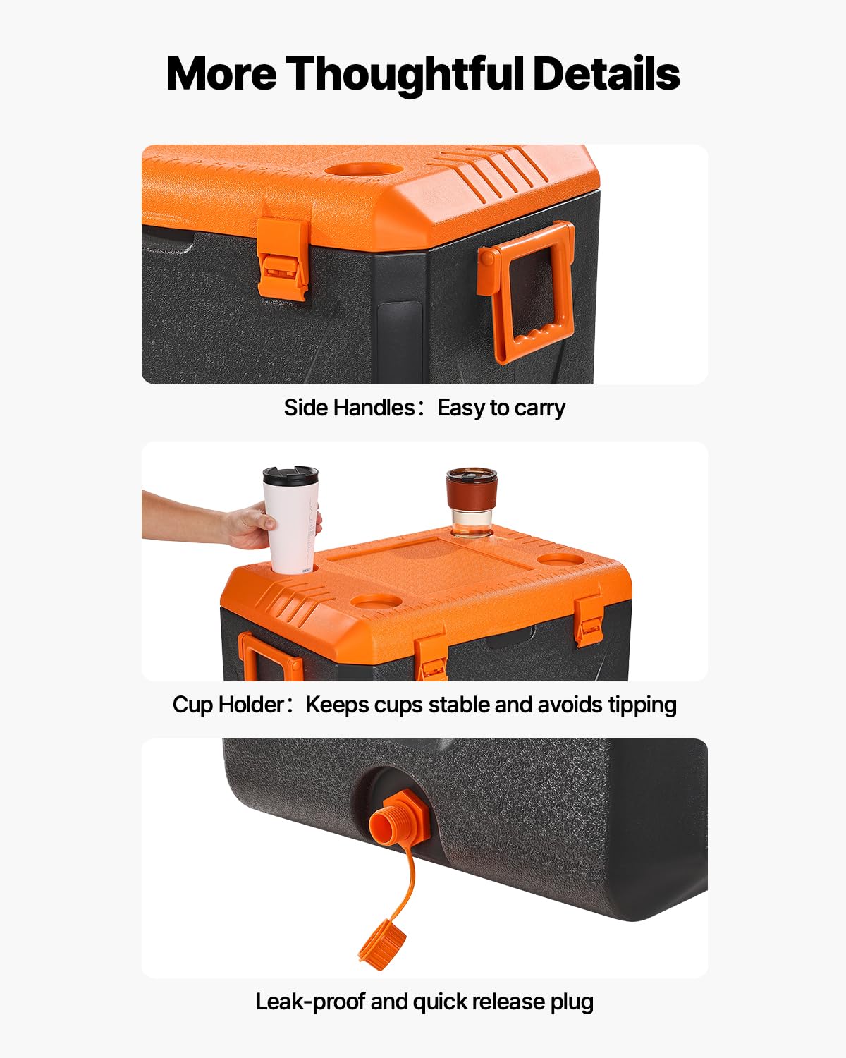 VEVOR 63QT cooler lightweight rigid body enables easy carrying