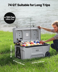 VEVOR 74QT cooler insulation closeup preserves cold.