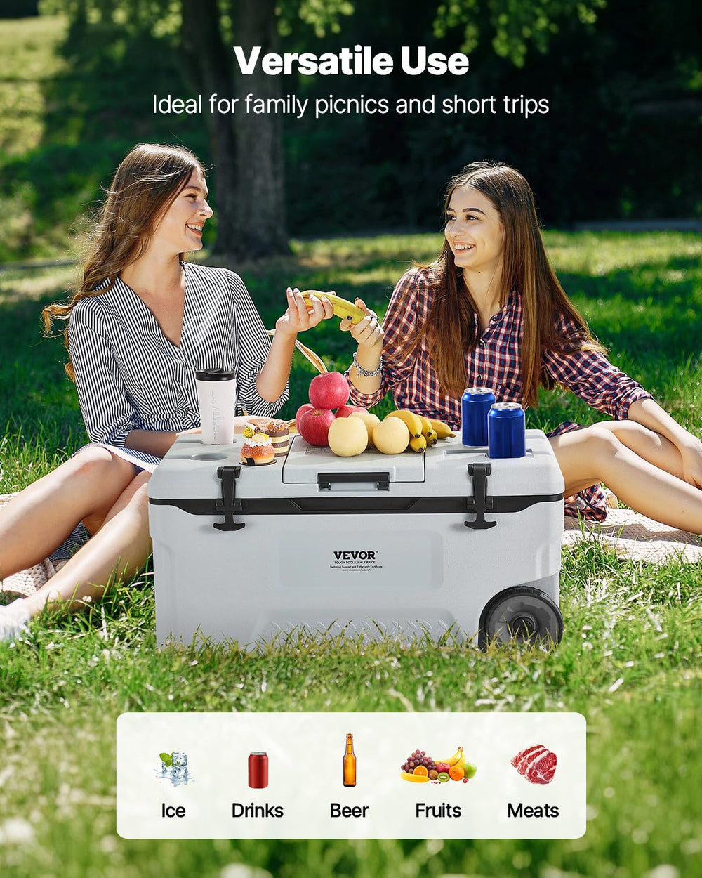 VEVOR 74QT cooler uses lightweight rigid material to reduce fatigue.