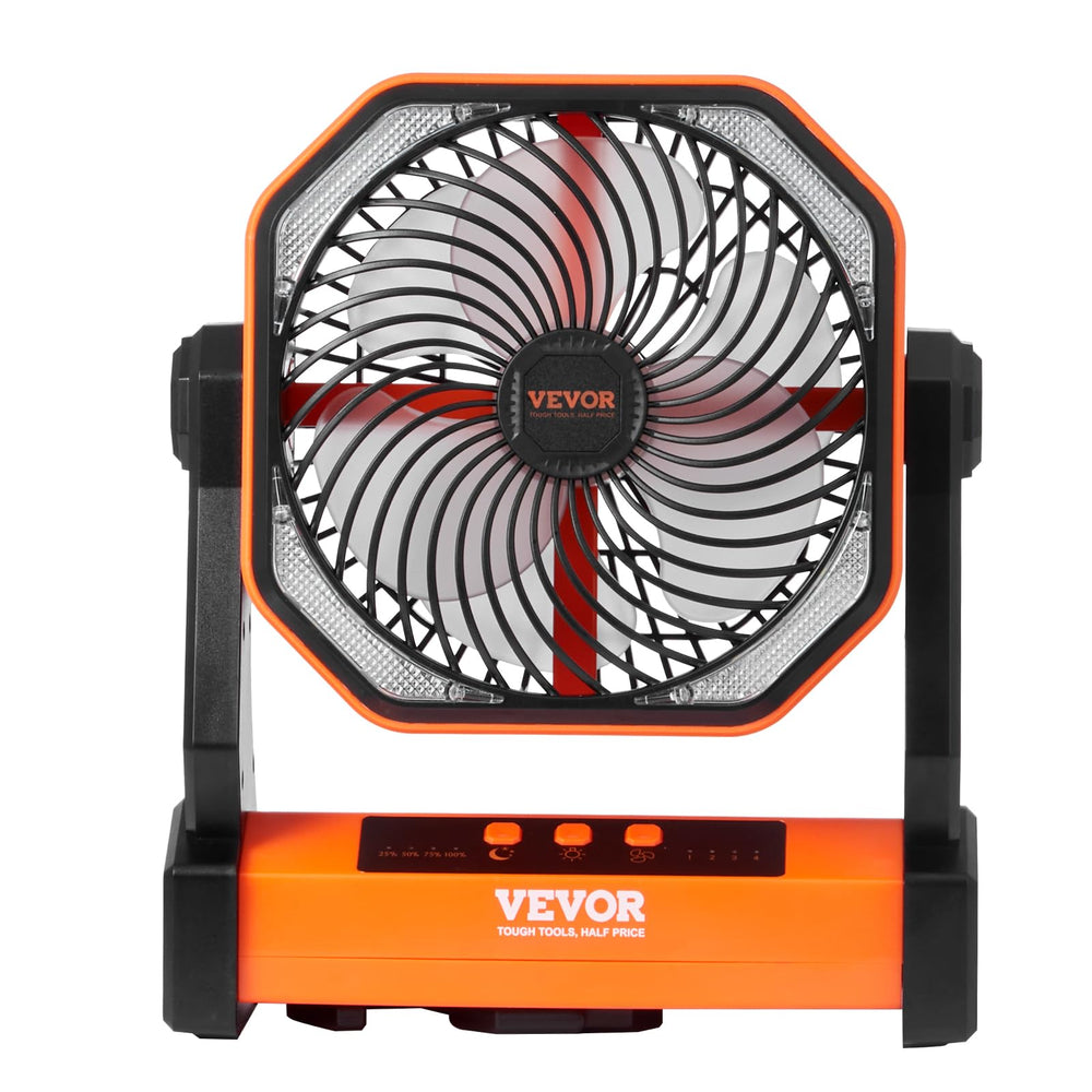 VEVOR 8-inch camping fan with LED light for compact outdoor illumination