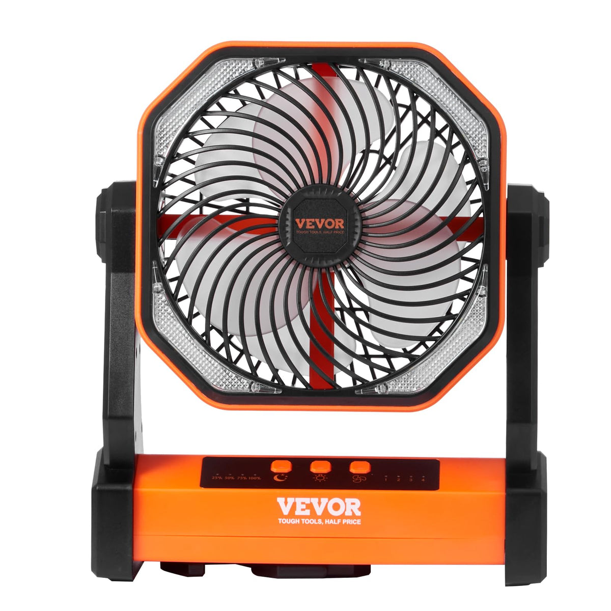 VEVOR 8-inch camping fan with LED light for compact outdoor illumination