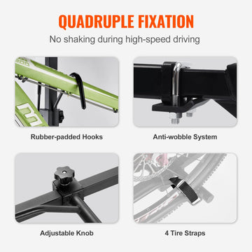 VEVOR adjustable brackets accommodate bikes of different sizes