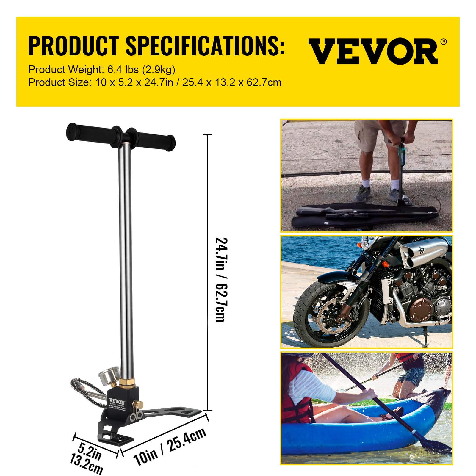 VEVOR airgun pump glycerin gauge provides accurate pressure monitoring
