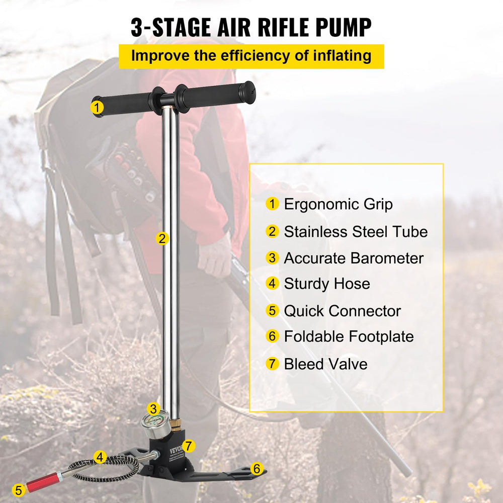 VEVOR airgun pump stainless steel body, durable and rust-resistant