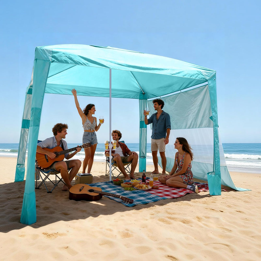 VEVOR Beach Cabana 8x8 setup for quick, convenient shade.