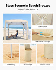 VEVOR Beach Cabana cup holders and storage pockets keep essentials close.