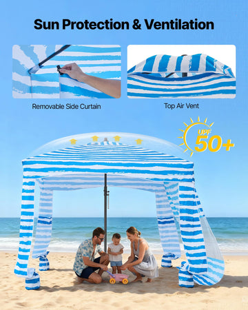 VEVOR Beach Cabana fiberglass frame delivers sturdy support and easy setup.