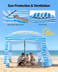 VEVOR Beach Cabana fiberglass frame delivers sturdy support and easy setup.