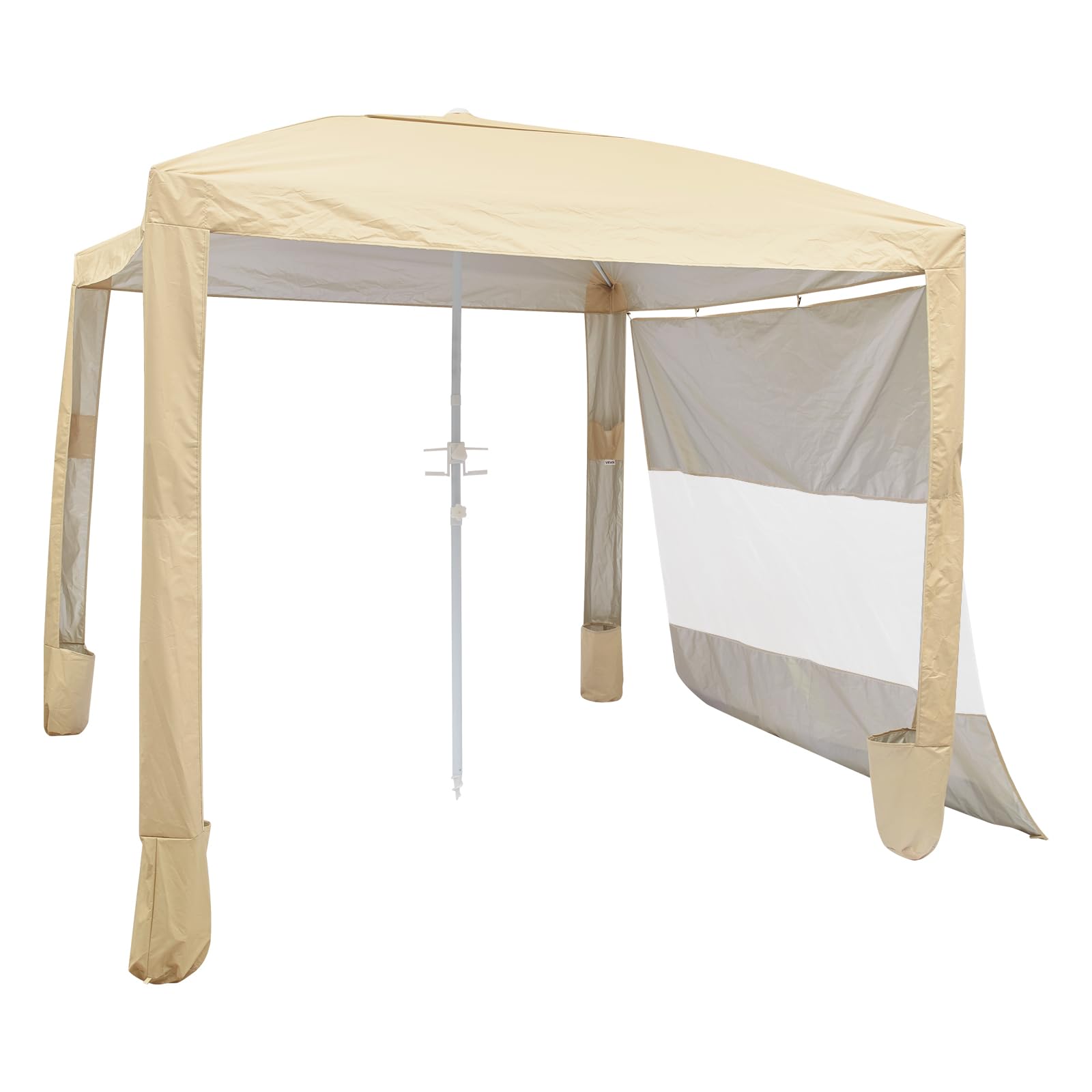 VEVOR Beach Cabana sand pockets anchor the canopy against light breezes.