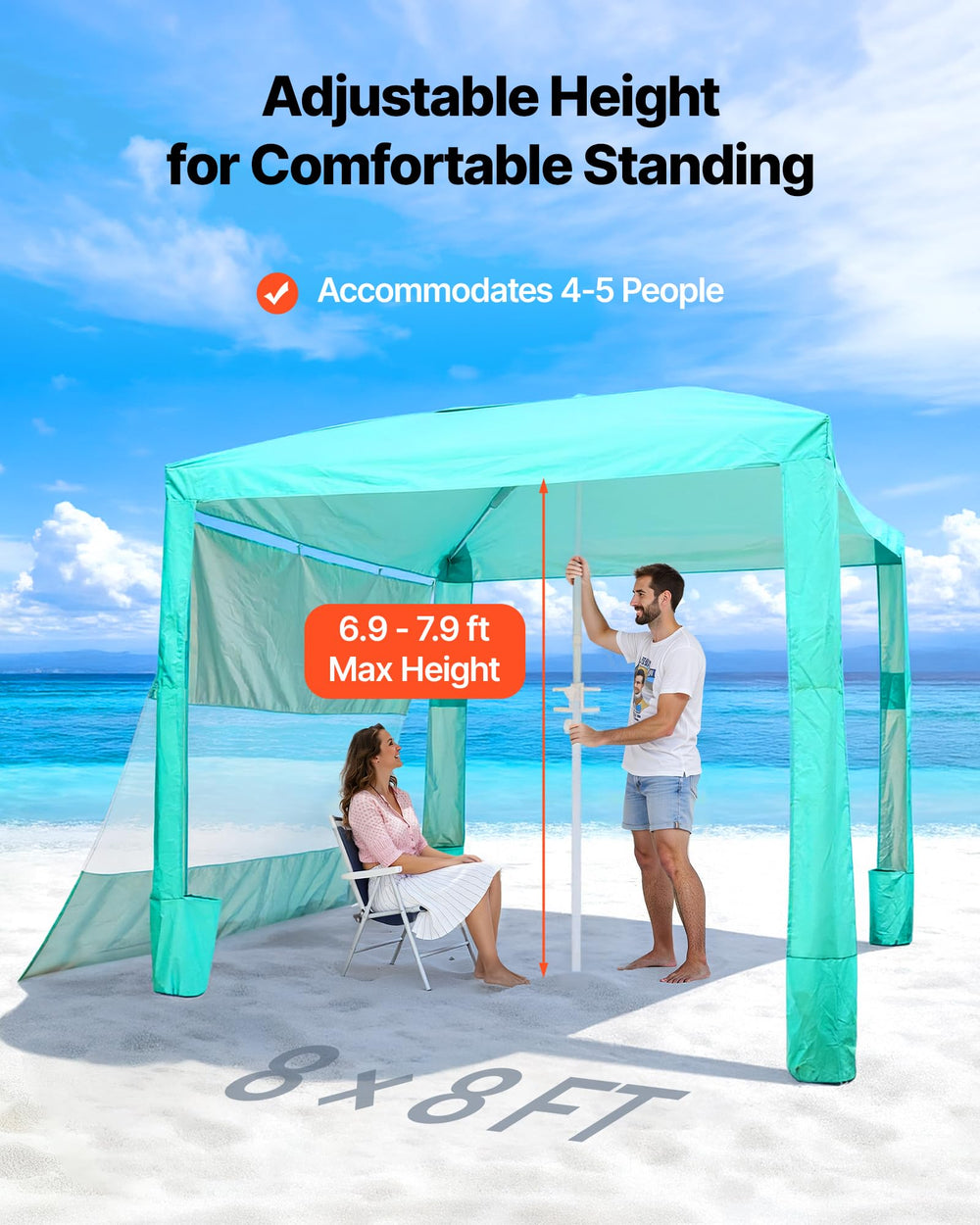 VEVOR Beach Cabana side wall provides privacy and sun protection.