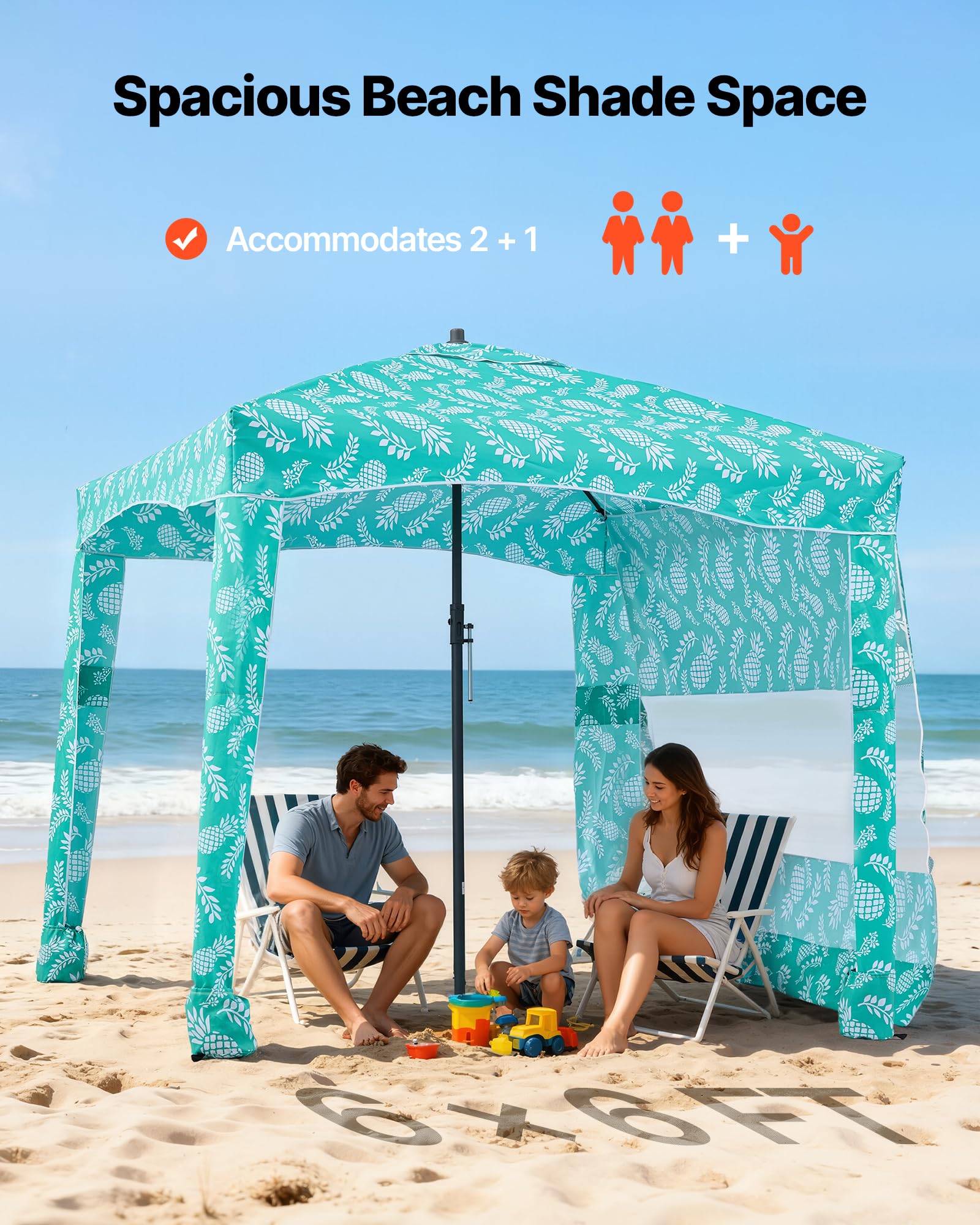 VEVOR Beach Cabana side wall adds privacy and airflow on the beach.