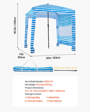 VEVOR UV-protective fabric offers UPF 50+ sun shading.