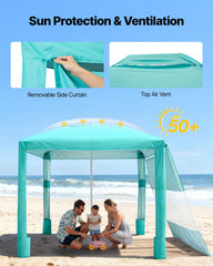 VEVOR Beach Cabana wind stability with sturdy anchors.