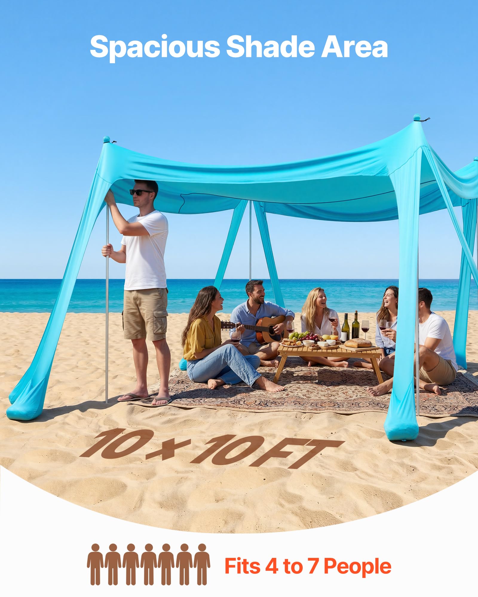VEVOR Beach Tent 10x10 ft shade area for group use