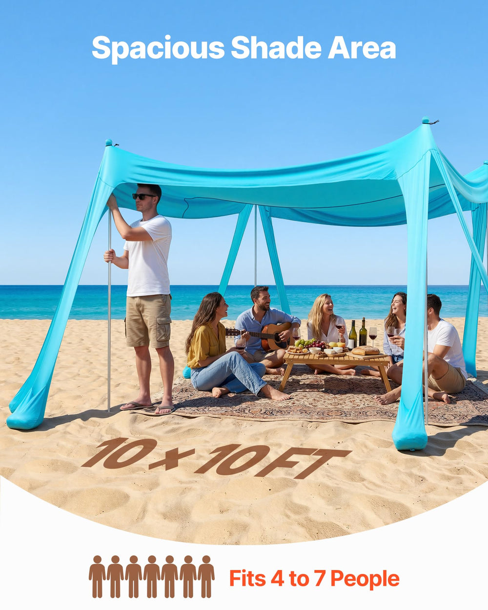 VEVOR Beach Tent 10x10 ft shade area for group use