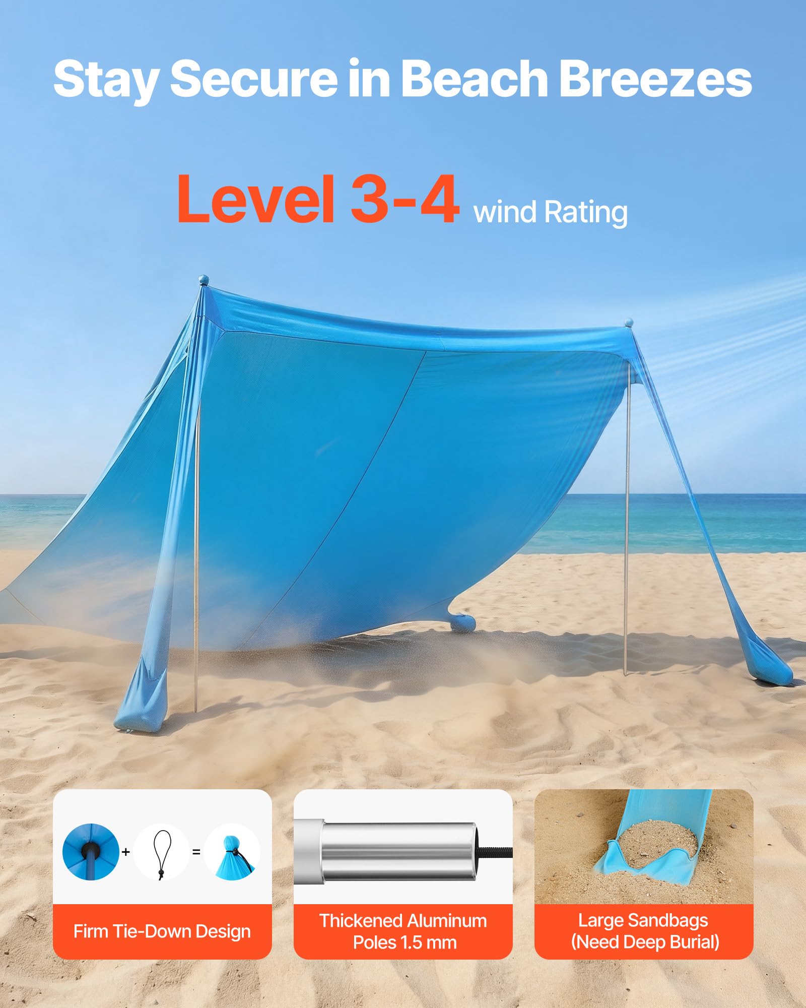 VEVOR Beach Tent all-terrain setup for sand, grass, and more