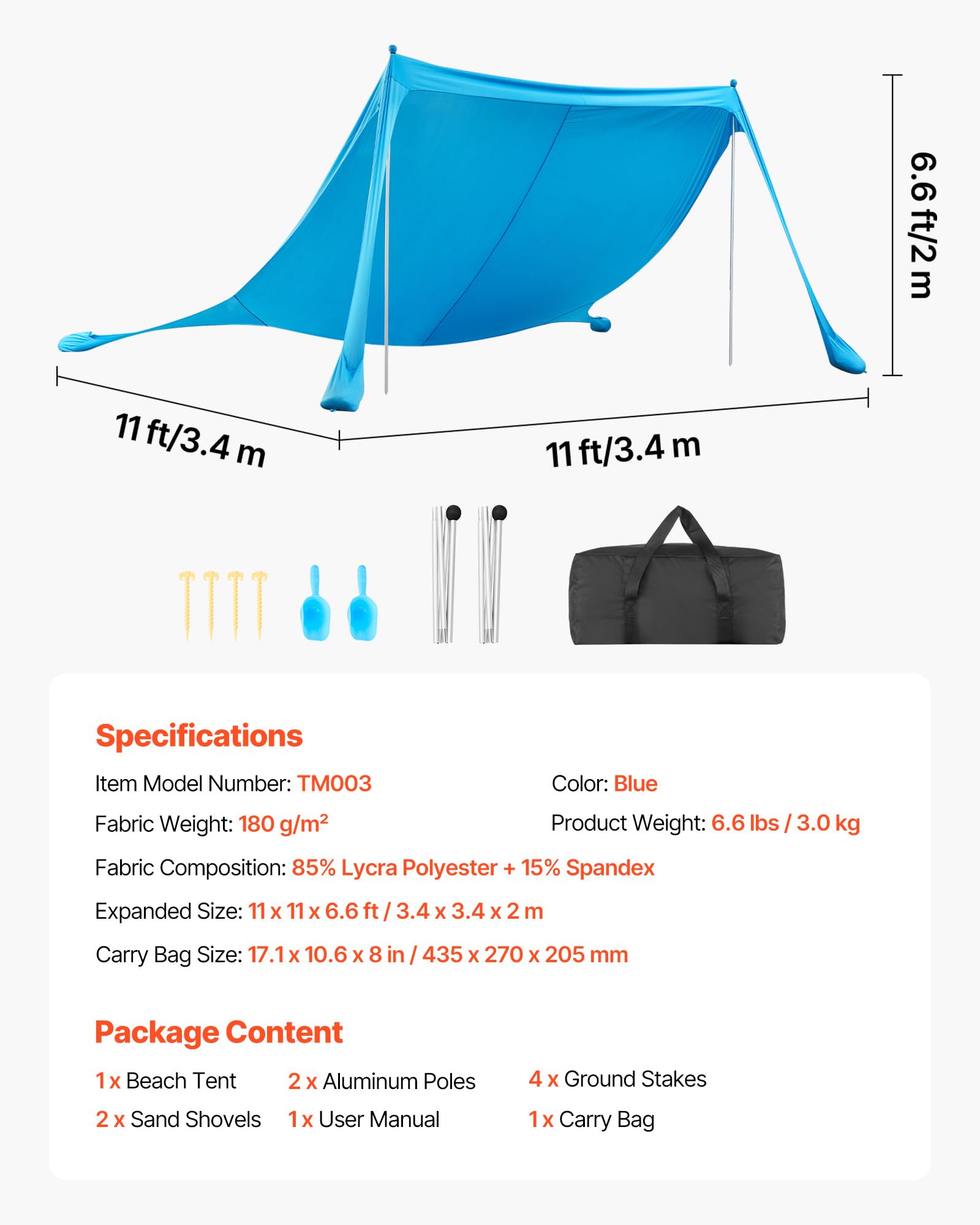 VEVOR Beach Tent easy pop-up design for fast shade setup