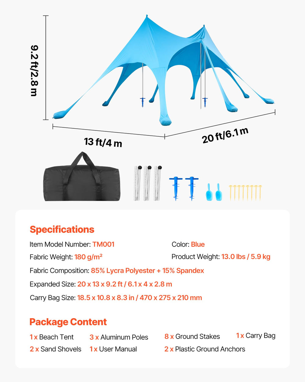 VEVOR Beach Tent easy pop-up mechanism for fast shade on the go