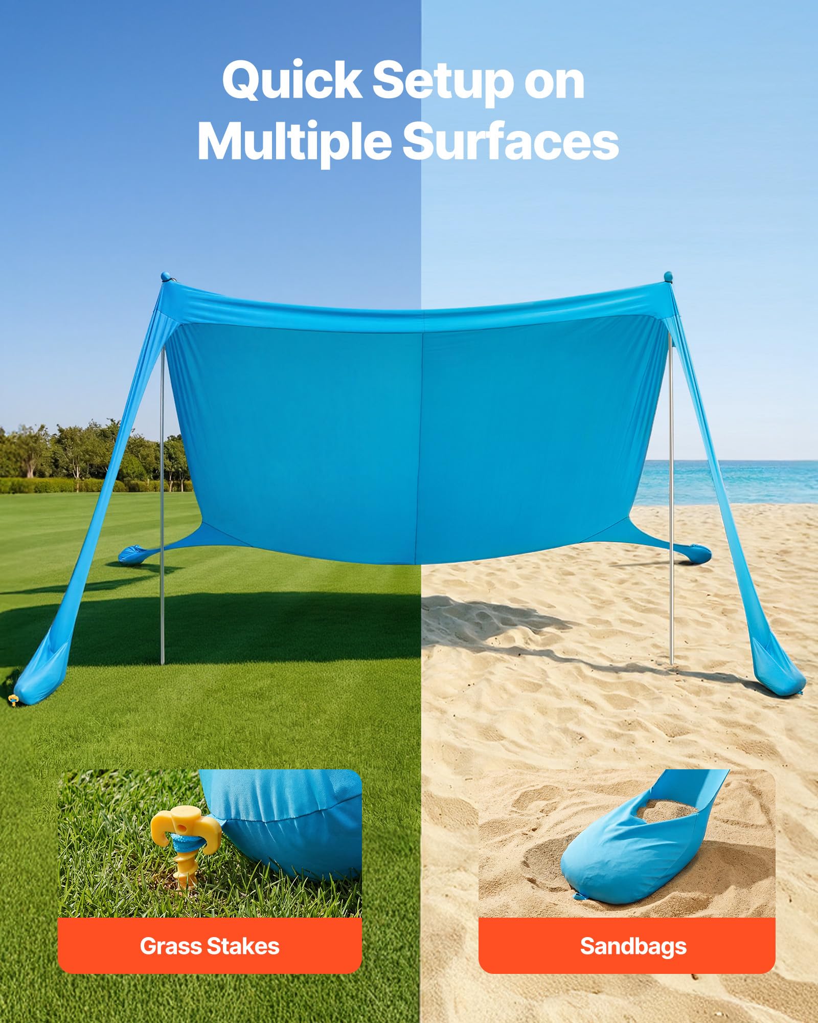 VEVOR Beach Tent with sandbag anchoring system for stability