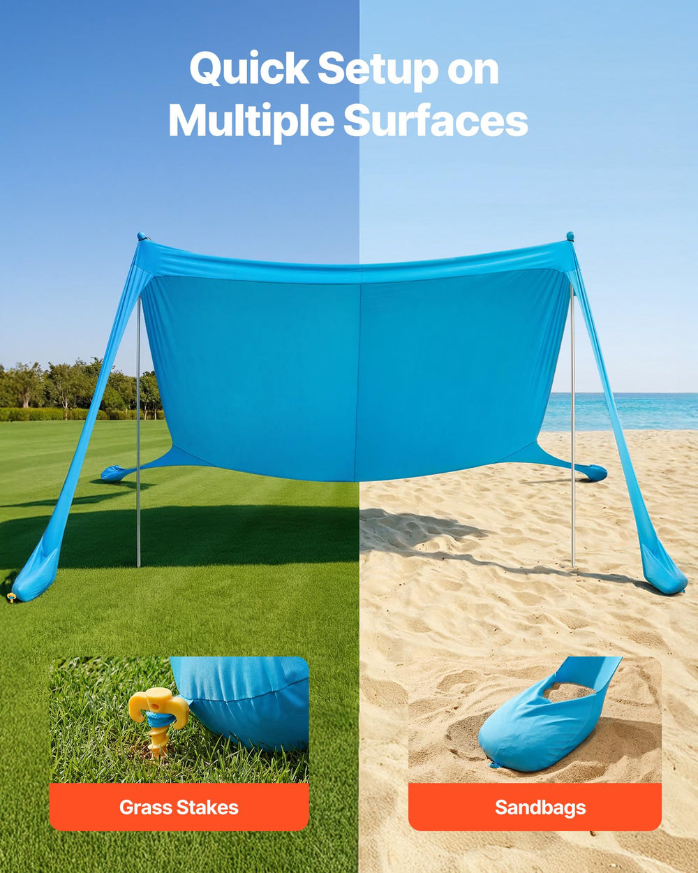 VEVOR Beach Tent with sandbag anchoring system for stability