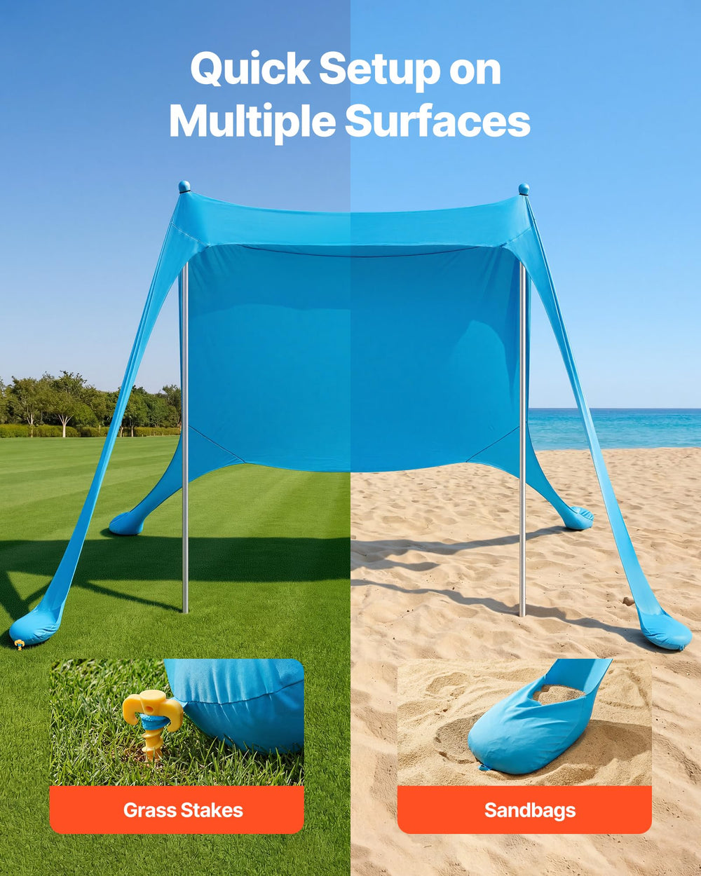 VEVOR beach tent sandbags offer wind-stable anchoring on sand.