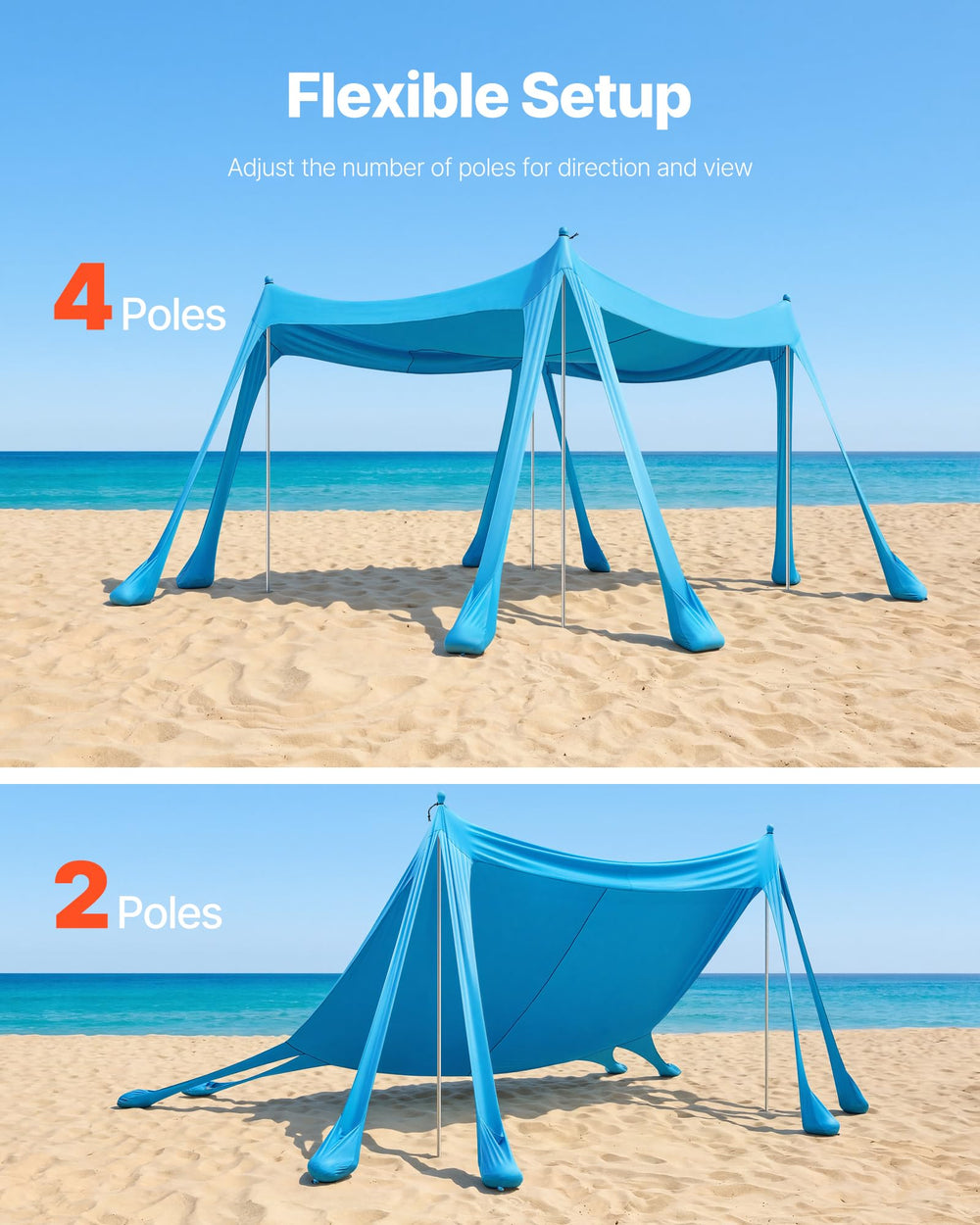 VEVOR Beach Tent Sun Shelter features breathable fabric to stay cool