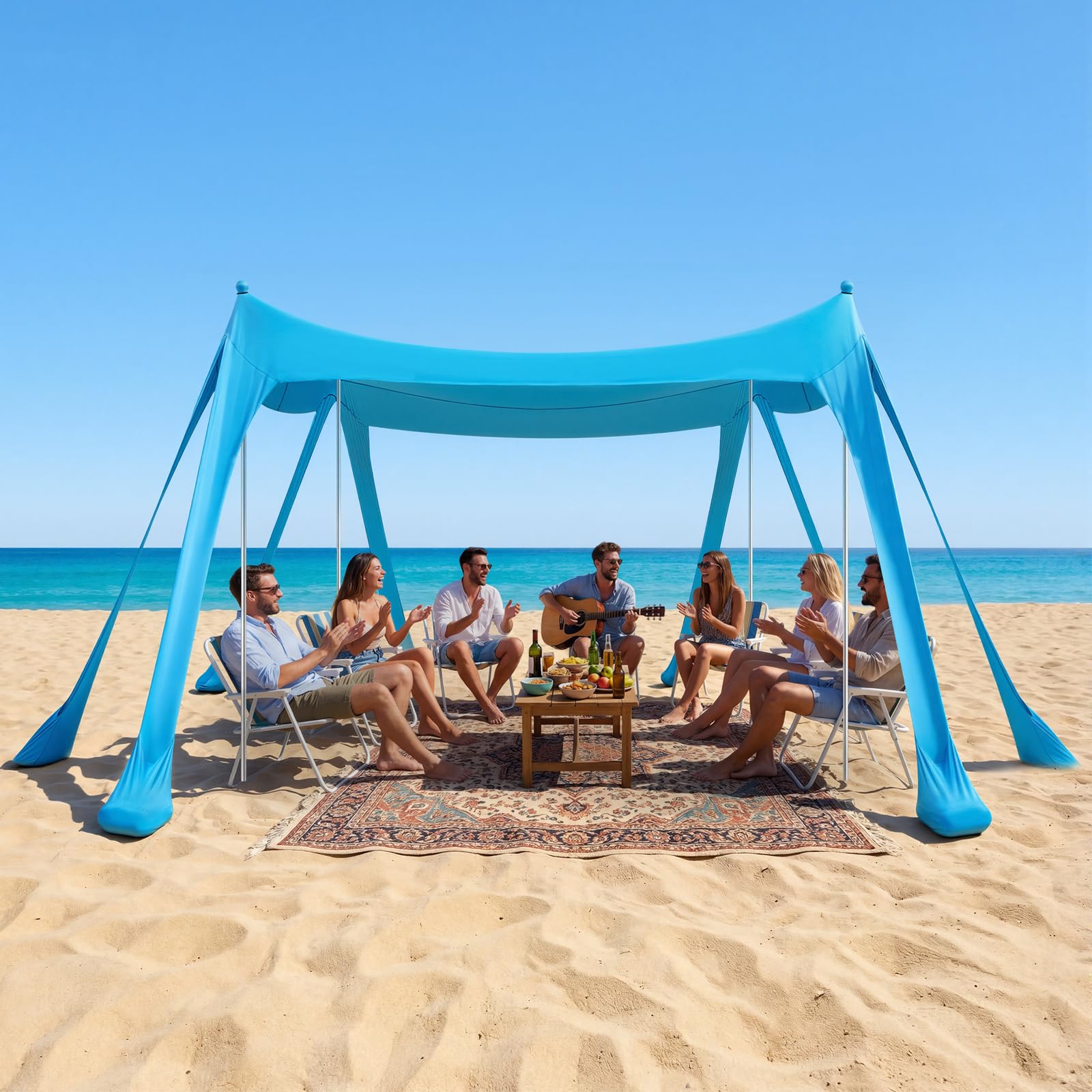VEVOR Beach Tent Sun Shelter suitable for family trips, camping, and fishing