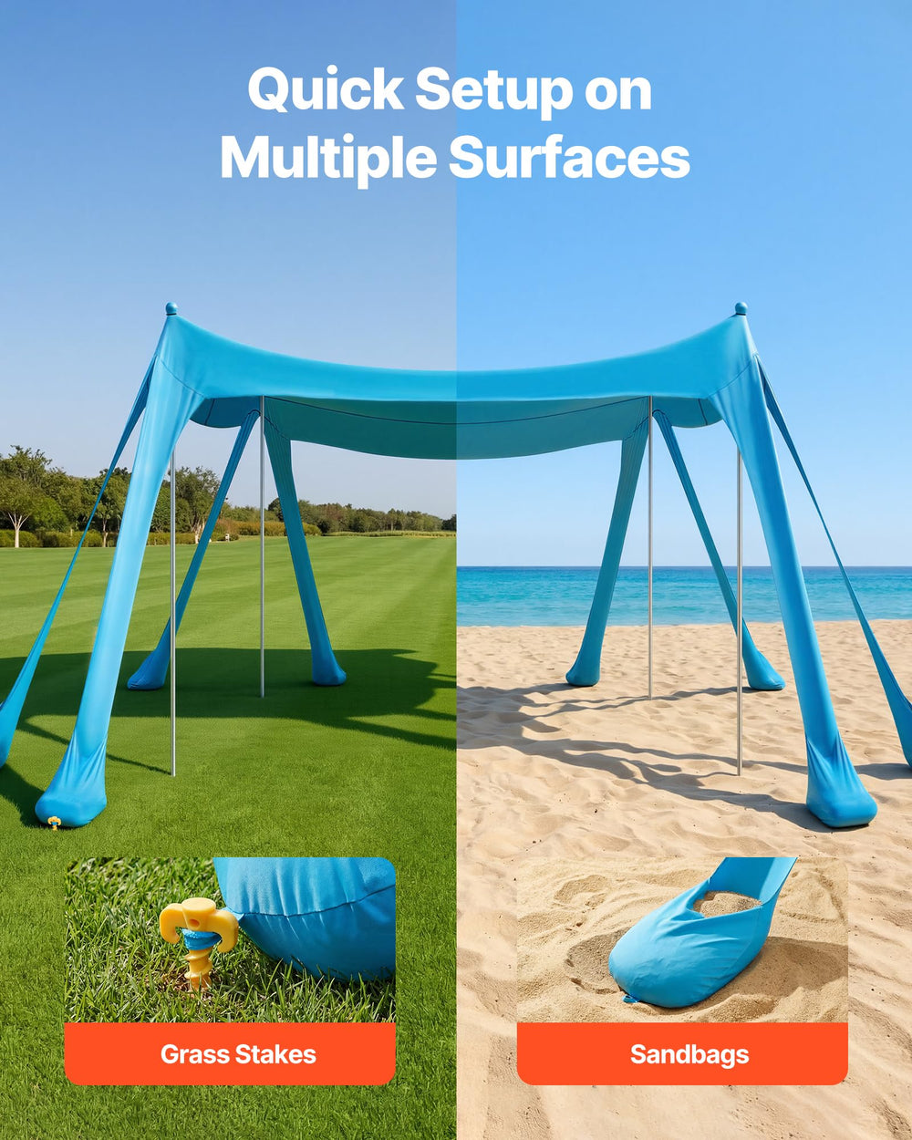 VEVOR Beach Tent Sun Shelter offers a spacious 10x10 ft shade area