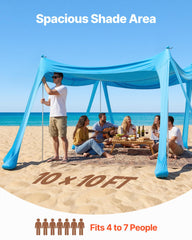 VEVOR Beach Tent Sun Shelter with UPF50+ fabric protects you from strong sun