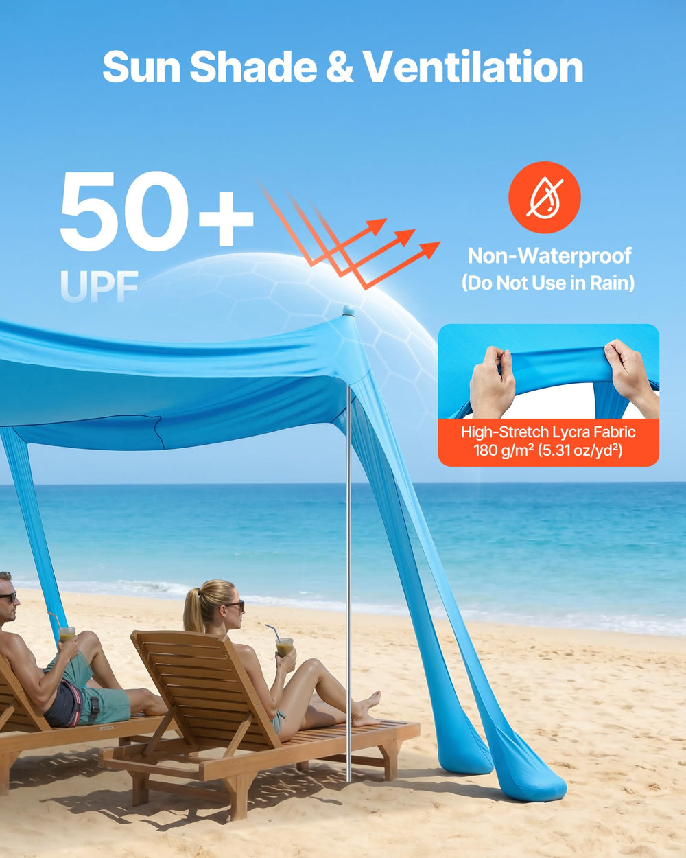 VEVOR Beach Tent Sun Shelter provides wind stability on coastal days