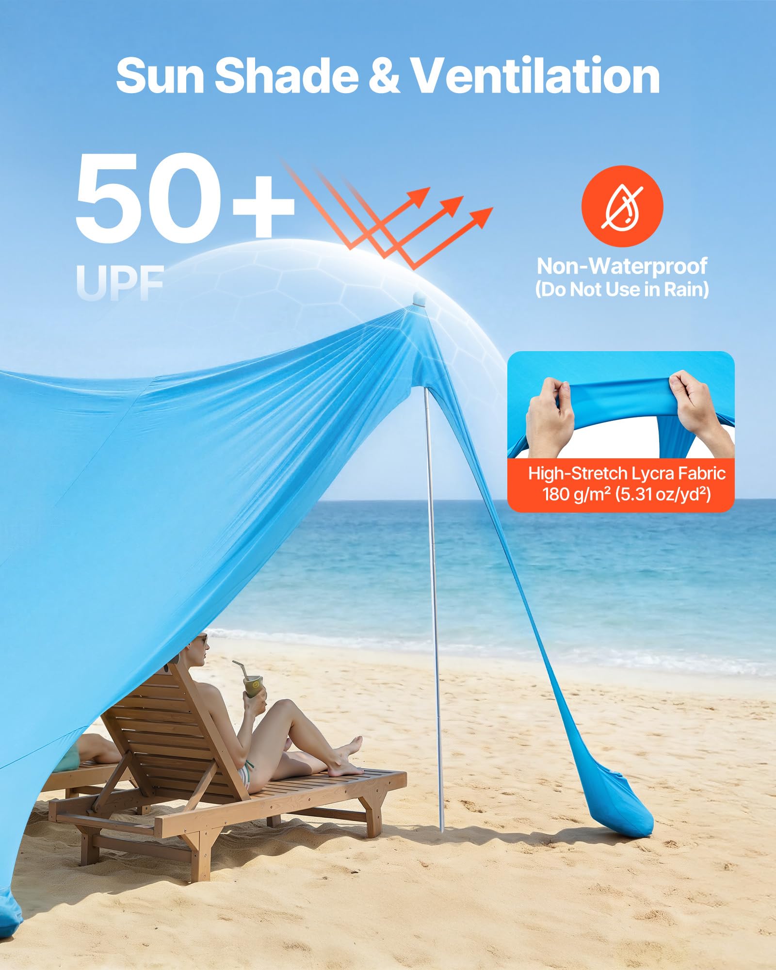 VEVOR Beach Tent windproof stability on coastal breezes