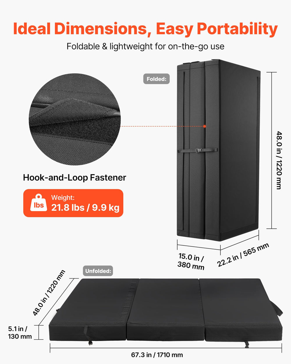 VEVOR bouldering crash pad with 900D Oxford fabric demonstrates tear resistance and weatherproof protection