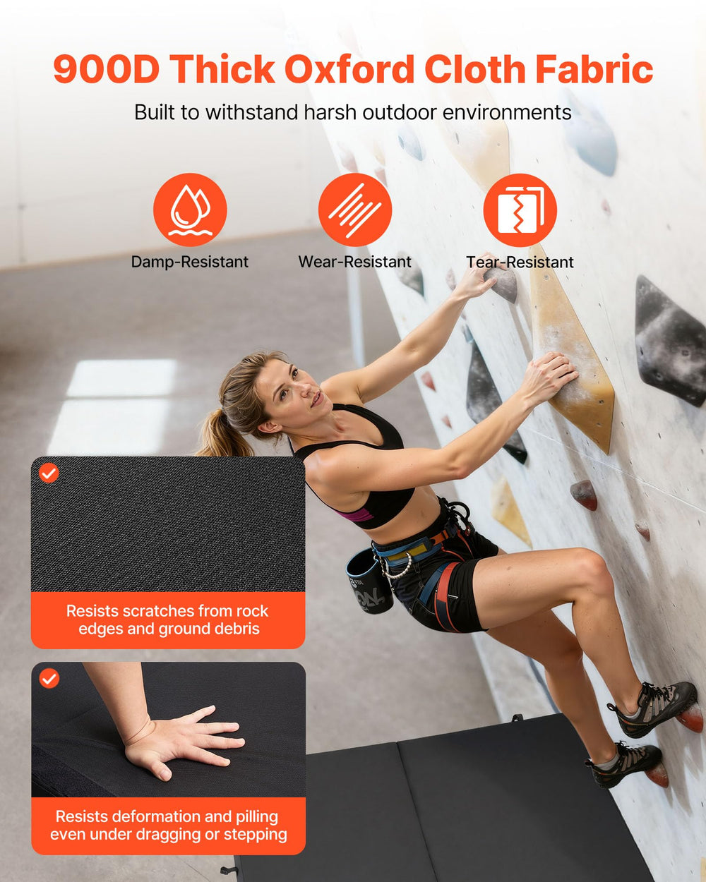 VEVOR crash pad on outdoor rocky surface for rugged use